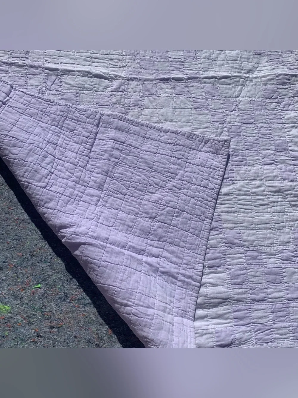 Antique pastel purple & white checkered checks cotton quilt
